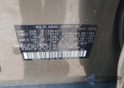 2022 Subaru Outback Onyx Edition Xt from USA, damaged, VIN 4S4BTGJDXN3253676